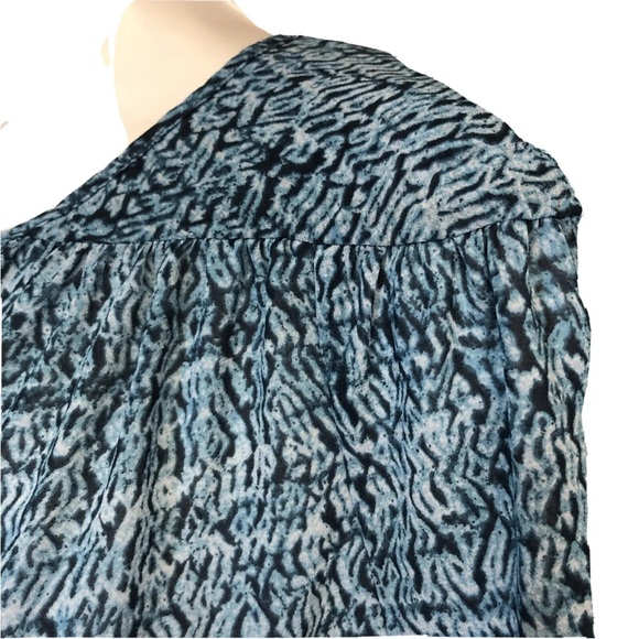 Women’s Michael Kors Blue Printed Long Sleeve Blouse Size S - Picture 7 of 11